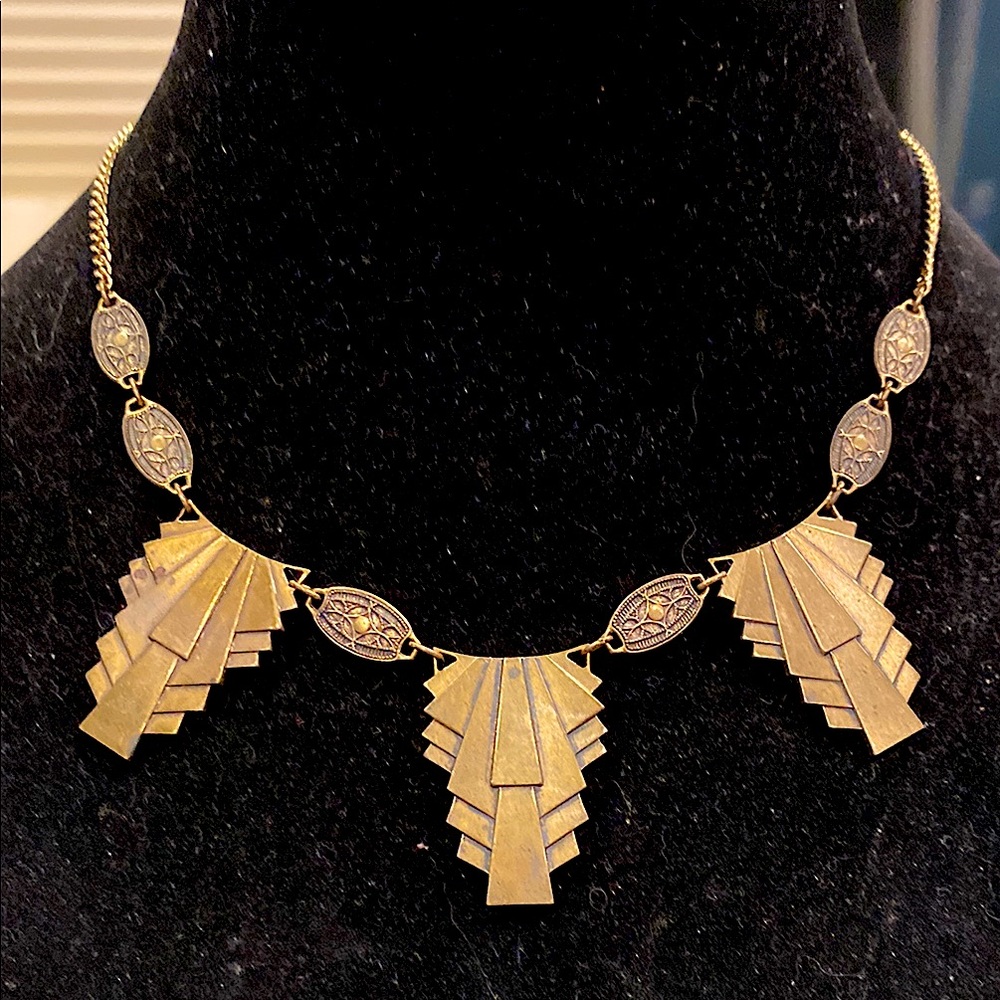 Pididdly  Links  Kingston New York Art Deco Gold Tone Necklace